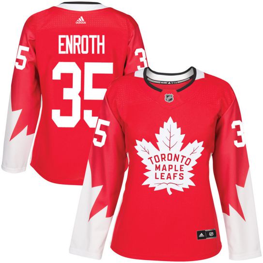 2017 NHL Toronto Maple Leafs women #35 Jhonas Enroth red jersey->->Women Jersey